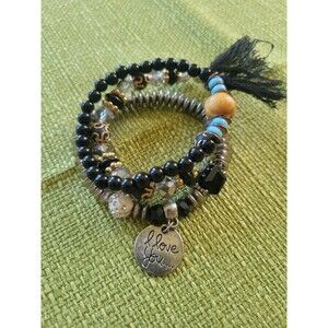 Boho Black And Colored Beaded Bracelet